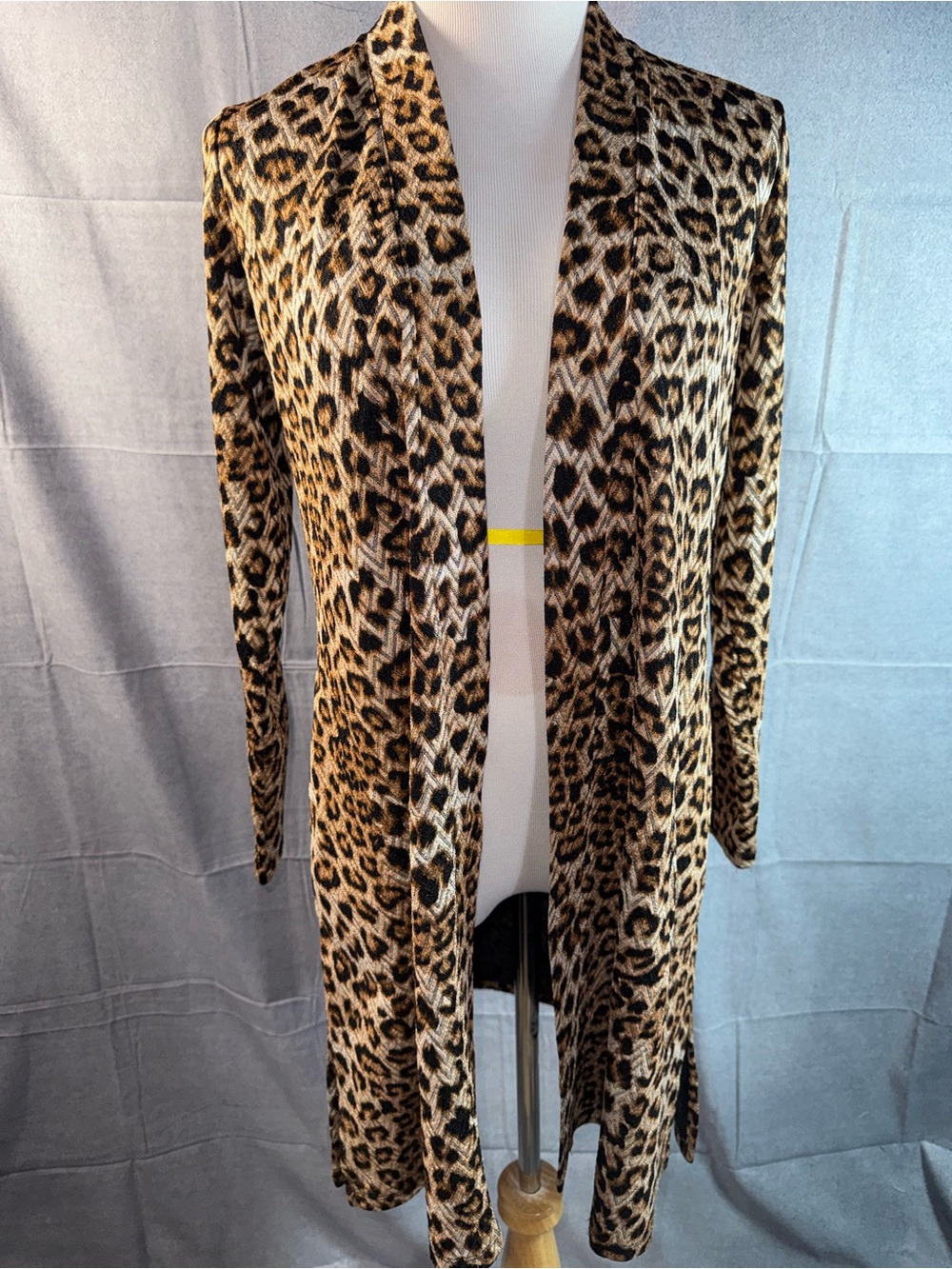2383-Susan Graver Leopard-Print Open Front Cardigan - Brown & Black